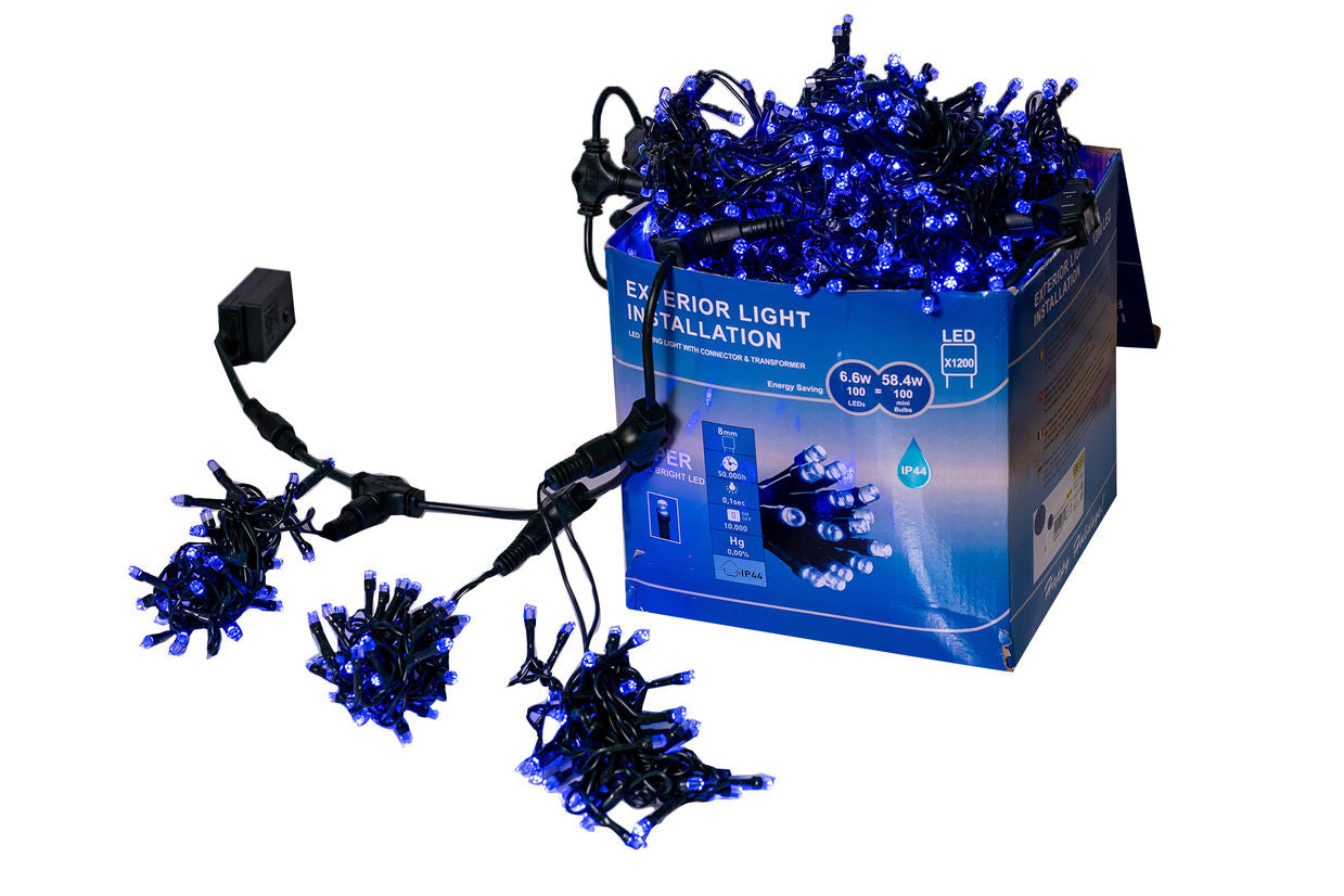 Perdea Lumini de exterior, 4m x 3m, 1200 Led Albastru, joc de lumini, interconectabila