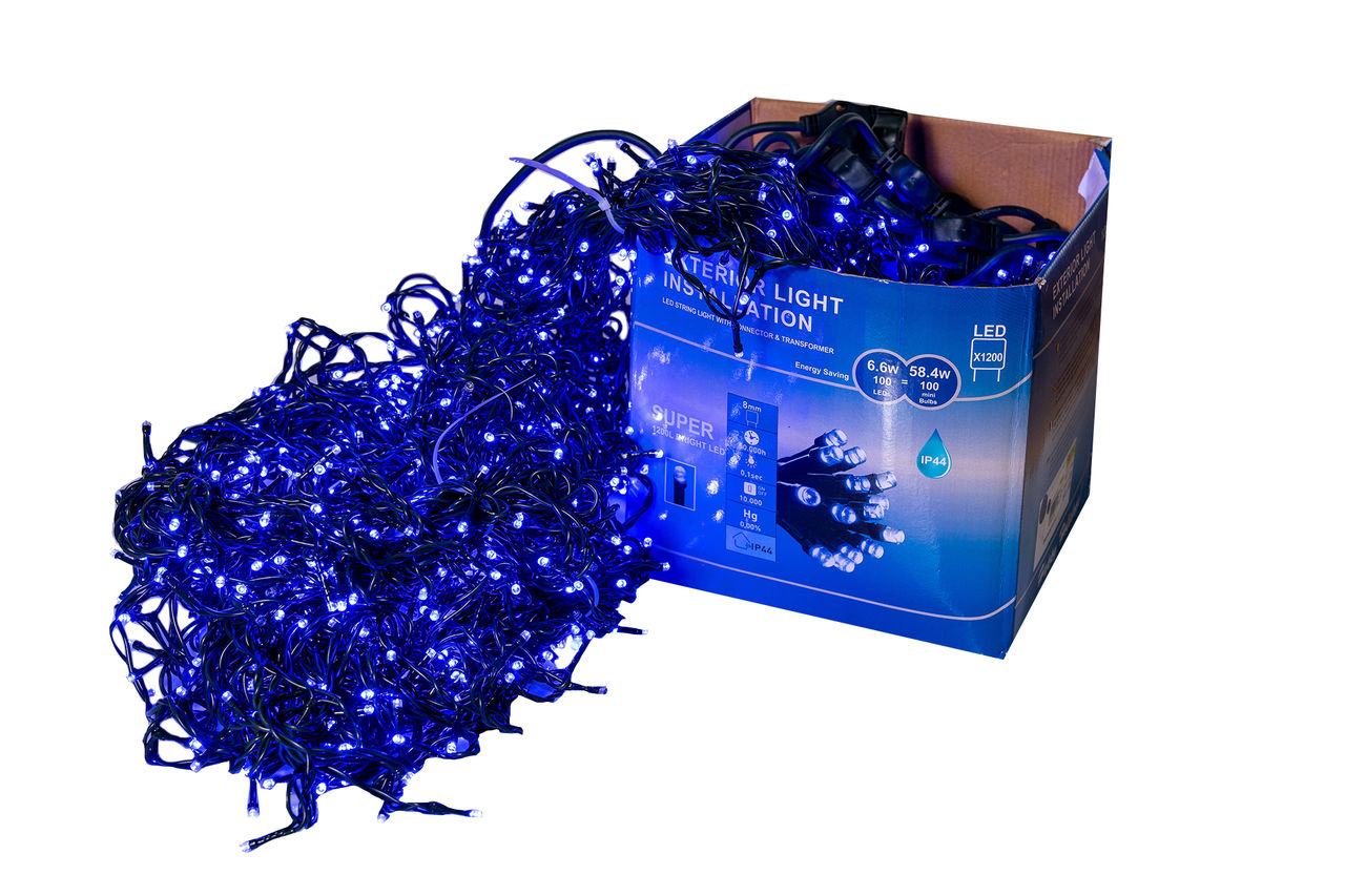 Perdea Lumini de exterior, 4m x 5m, 1200 Led Albastru, interconectabila
