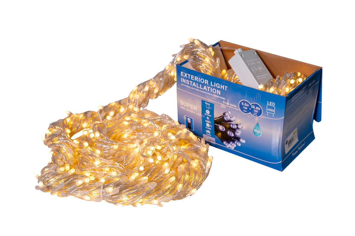 Perdea Lumini de exterior, 960 Led- Lumina Calda 3m x 3m, joc de lumini