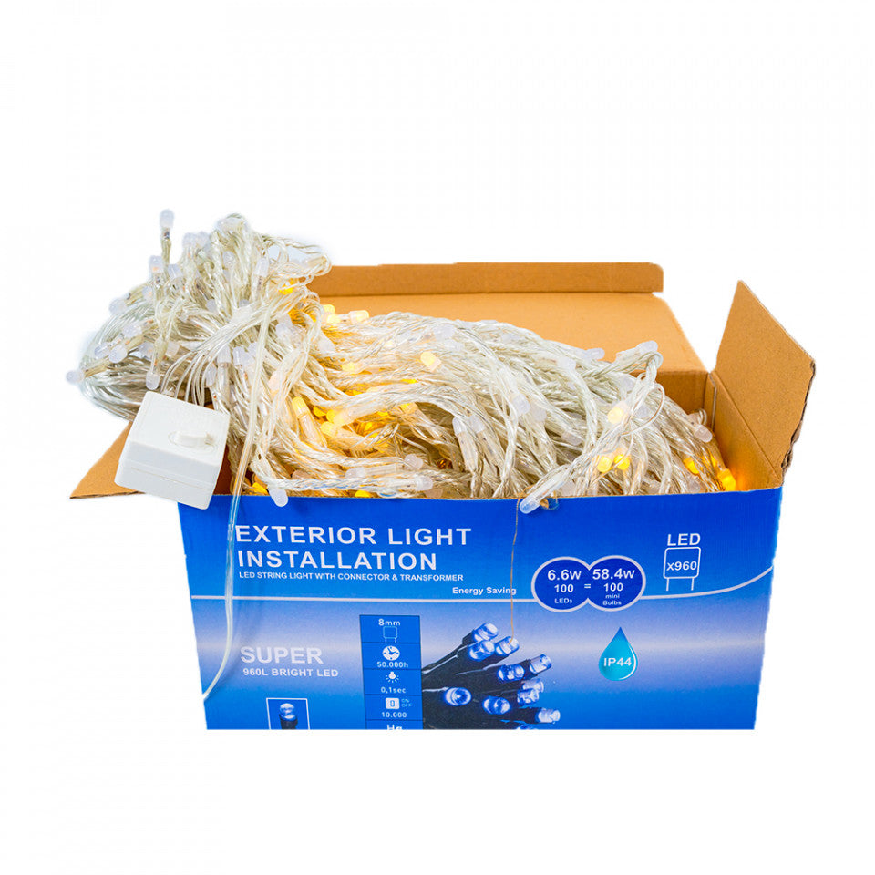 Perdea Lumini de exterior, 960 Led- Lumina Calda cu Albastru, 3m x 3m, joc de lumini, SW-960-CLD-B