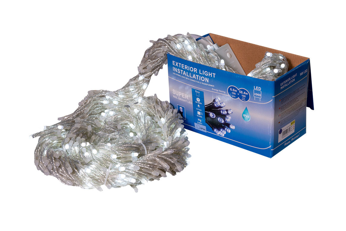 Perdea Lumini de exterior, 960 Led- Lumina Rece 3m x 3m, joc de lumini, interconectabila