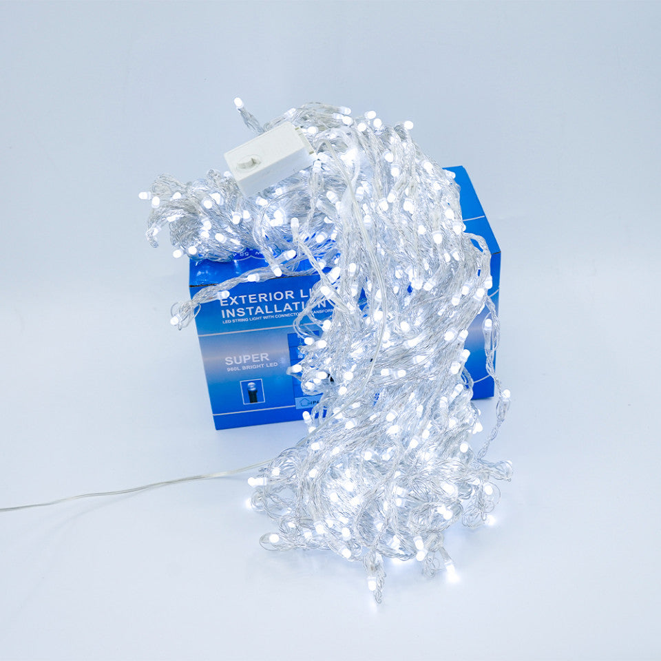 Perdea Lumini de exterior, 960 Led- Lumina Rece 3m x 3m, joc de lumini, interconectabila