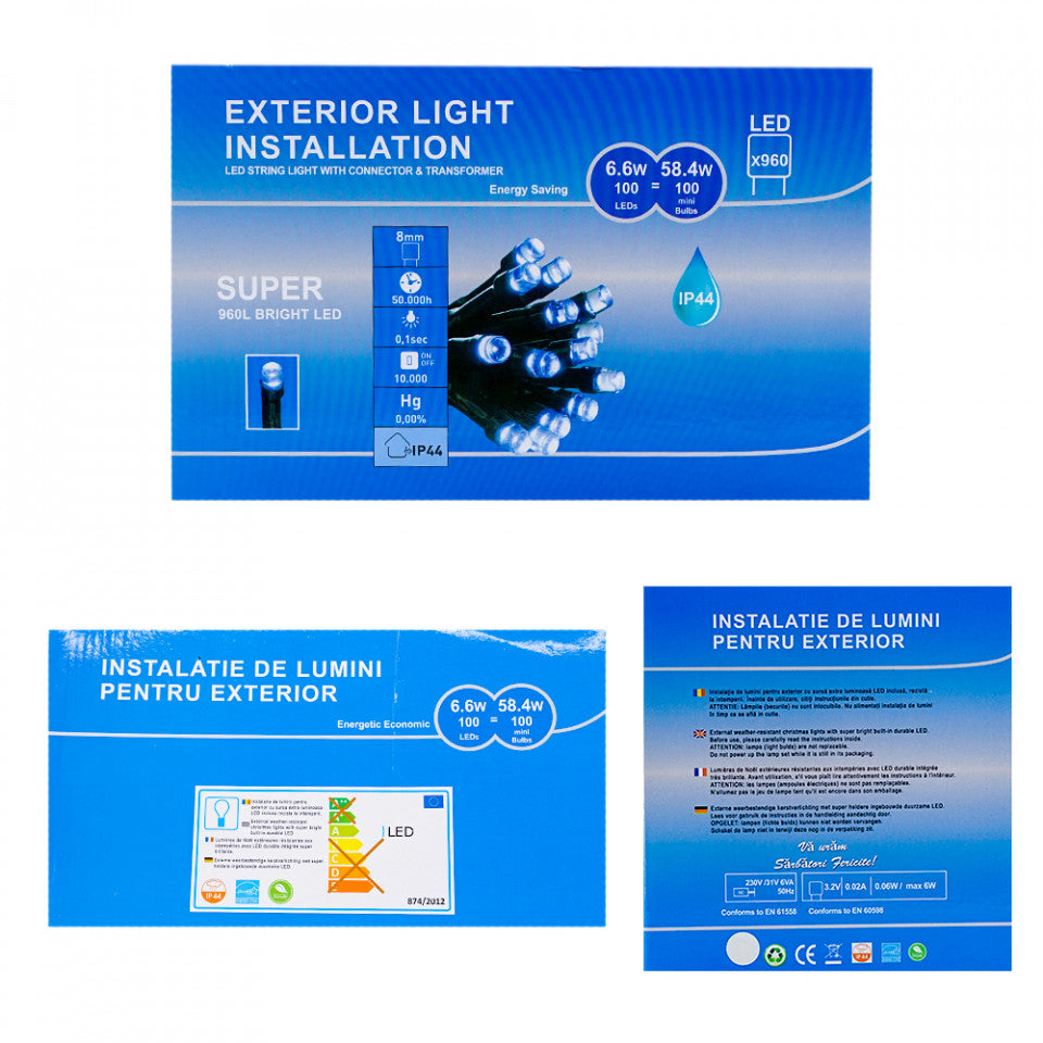 Perdea Lumini de exterior, 960 Led- Multicolor 3m x 3m, joc de lumini