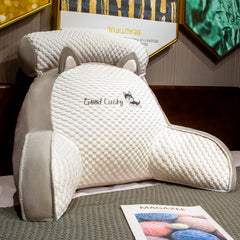 Perna Multifunctionala, Flippy, Spatar pentru Pat, Protectie Lombara, Marime Medie, 60 x 40 cm, din Plus, Model Catelus, Gri