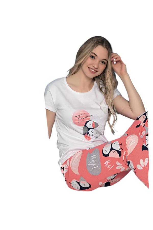 Pijama de Dama bumbac cu tricou | 0019 - PM