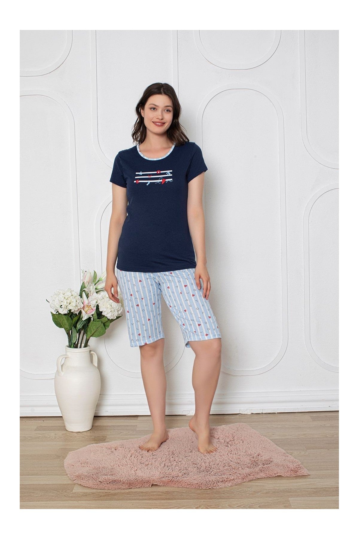 Pijama Dama Baki Pantaloni 3/4 0022-PK