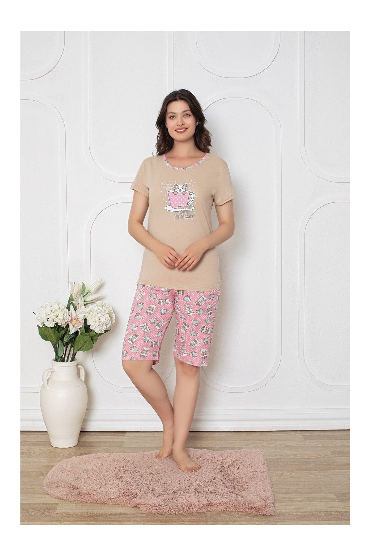 Pijama Dama Baki Pantaloni 3/4 0018-PK