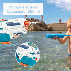 Pistol cu Apa pentru Copii 14+ ani, Flippy, Rezervor 600ml, cu baterie 1200mAh, Electric Burst, Alb/Albastru