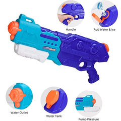 Pistol cu Apa pentru Copii, Rezervor de 1500 ml, Maner de transport, Pentru Piscina/Plaja, Flippy, 3 ani+, Bleumarin, Lungime 44 cm