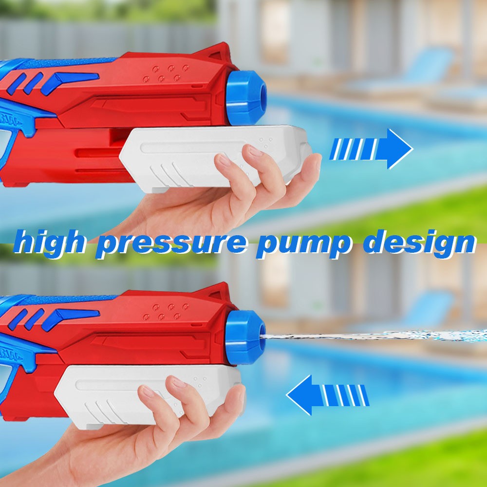 Pistol cu Apa pentru Copii, Rezervor, Pentru Piscina/Plaja, Flippy, 6ani+,  Albastru deschis/Rosu, 300ML