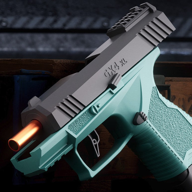 Pistol de jucarie GX4 cu Ejectie, Flippy, de Explozie de buzunar, Makara BLOWBACK, Gloante Moi pentru Copii, 15 x 13 x 3.5 cm, Negru Verde