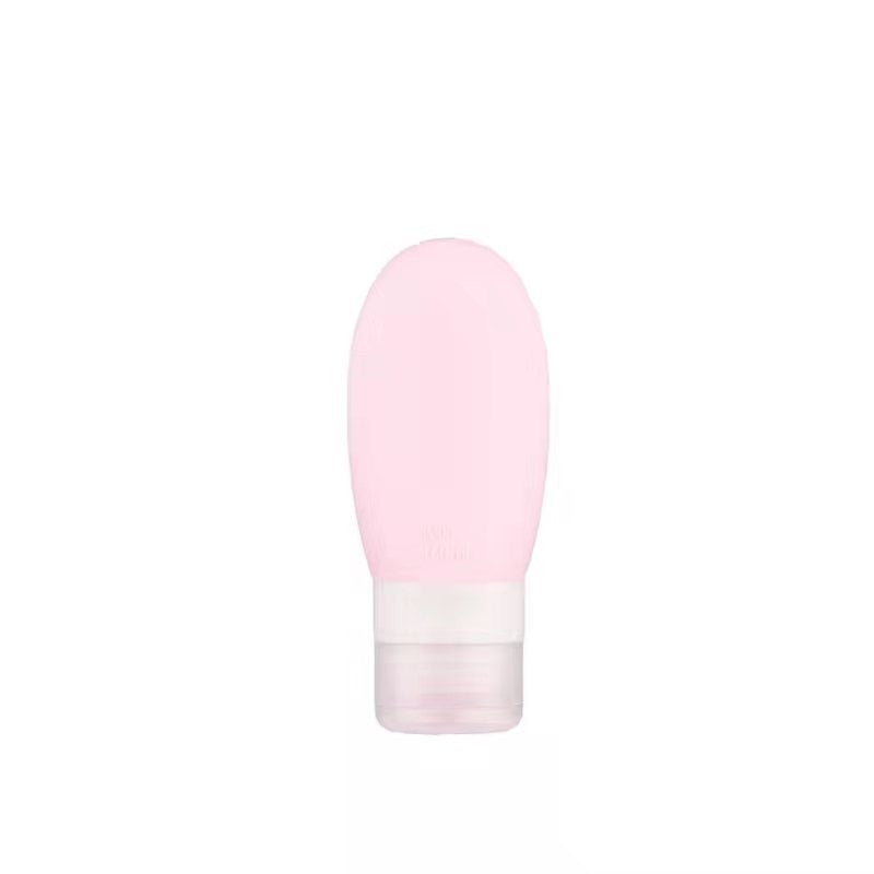 Recipient Portabil din Silicon Elegant de Voiaj, Sticla de Calatorie, Flippy, Potrivita pentru Lotiune, Sampon si Alte Lichide, Anti-scurgere, cu Posibilitate de Reumplere, Capacitate 90mL, 14cm, Roz