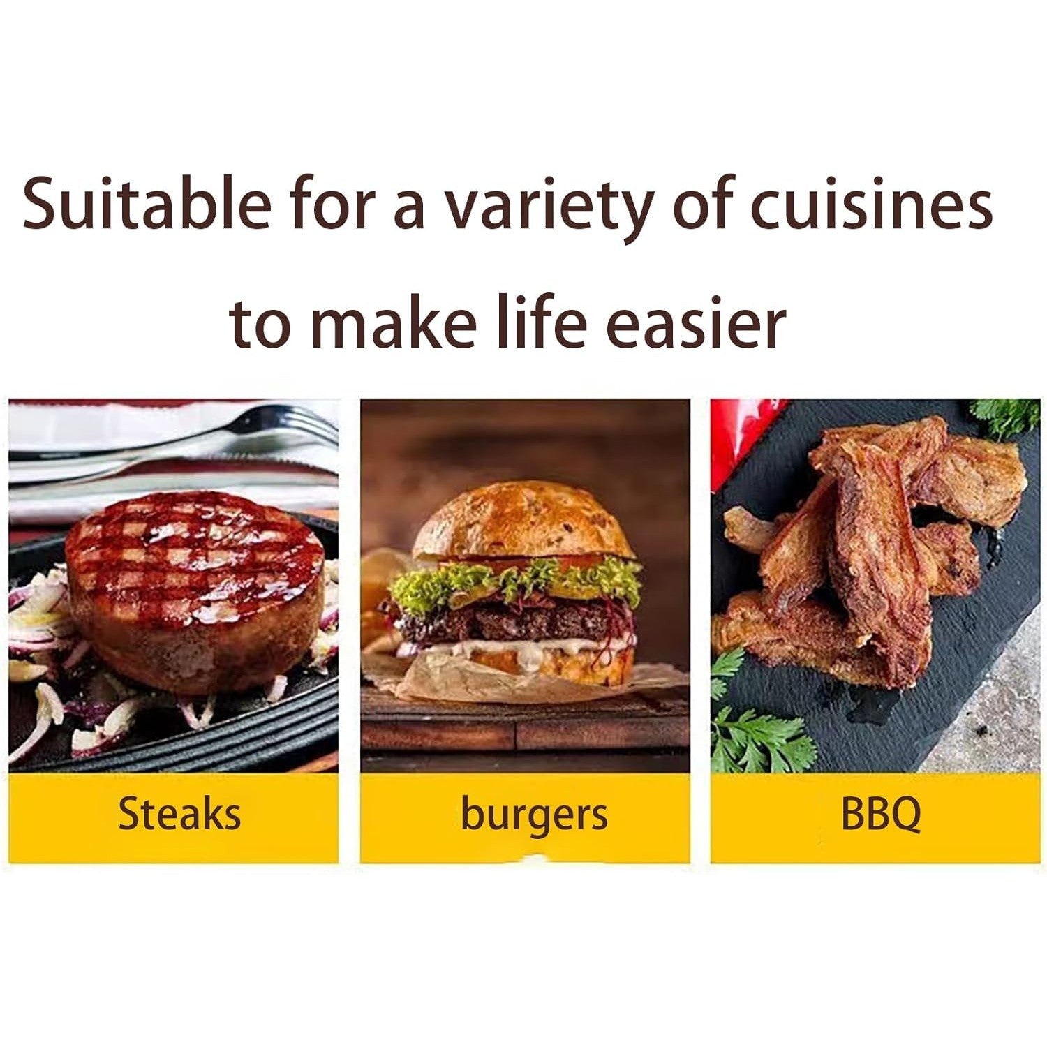 Presa Manuala pentru Carne, Flippy, din Aliaj de Aluminiu, Maner din Lemn, Presa pentru Burgeri, Usor de Curatat si Folosit, Patrata, 16x16x6 cm, Gri