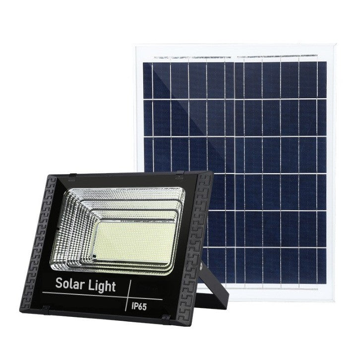 Proiector LED SMD 300W cu incarcare solara Flippy, panou solar, cu telecomanda, suport prindere, material ABS, 14AH, 1032 LED-uri, 5 m cablu inclus, 1019Lm, 36x32 cm, negru
