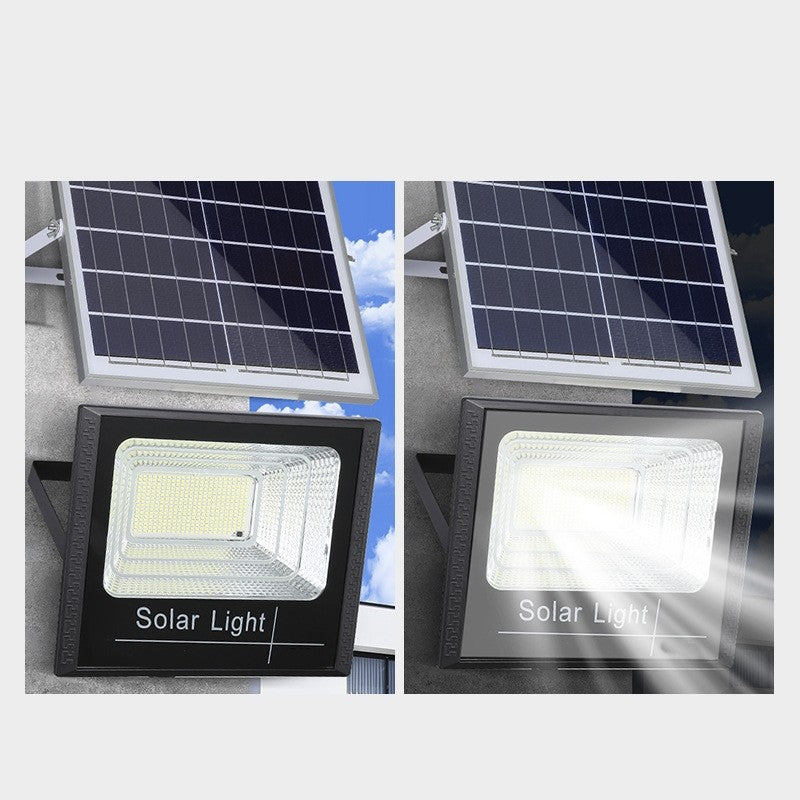 Proiector LED SMD 300W cu incarcare solara Flippy, panou solar, cu telecomanda, suport prindere, material ABS, 14AH, 1032 LED-uri, 5 m cablu inclus, 1019Lm, 36x32 cm, negru