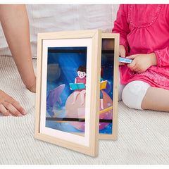 Rama Cutie pentru Foto si Cutie, Flippy, din Lemn, cu Spatiu Pentru Depozitare, Pentru Desene si Picturi A4, Sticla Securizata, 35 x 26 x 4 cm, 530 g, Maro Lemn