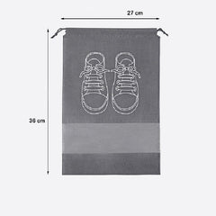 Sac depozitare incaltaminte, pentru voiaj sau depozitare, rezistent la praf, compatibil cu masina de spalat, 27 x 36 cm, gri deschis