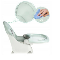 Scaun de masa pentru bebelusi si copii Flippy, cu roti, telescopic, pliabil, masuta reglabila, suport picioare, scaun invelis piele artificiala, centura siguranta, spatiu depozitare, 97 x 73 x 65 cm, verde
