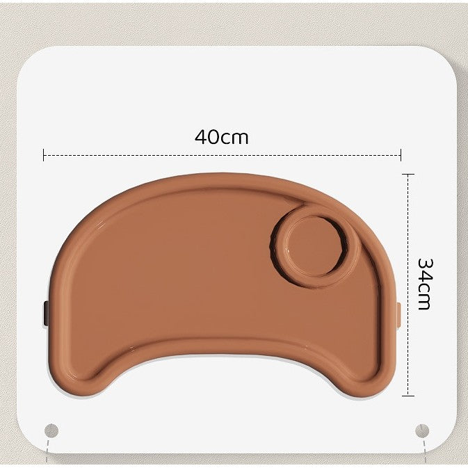 Scaun de masa pentru bebelusi si copii Flippy, cu roti, telescopic, pliabil, masuta reglabila, suport picioare, scaun invelis piele artificiala, centura siguranta, spatiu depozitare, 97 x 73 x 65 cm, maro