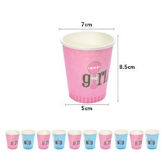 Set 10 Pahare Gender Reveal, Flippy, Girl or Boy, din Carton, 7 x 5 x 8.5 cm, 250 ml, Roz/Albastru
