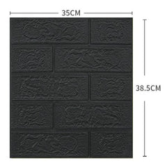 Set 10 Placi Tapet 3D Flippy,  35 x 38 cm, 3 mm, 1.33 mp, Negru