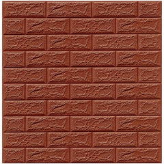 Set 10 Placi Tapet 3D, Flippy, 35 x 38 cm, Grosime 3 mm, din Polietilena, Model Caramida, Suprafata acoperita 1.33 mp, Maro