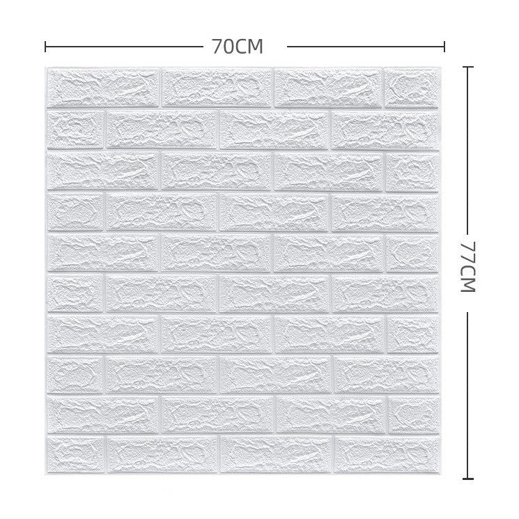 Set 10 Placi Tapet 3D, Flippy, 70 x 77 cm, Grosime 3 mm, din Polietilena, Model Caramida, Suprafata acoperita 5.3 mp, Alb