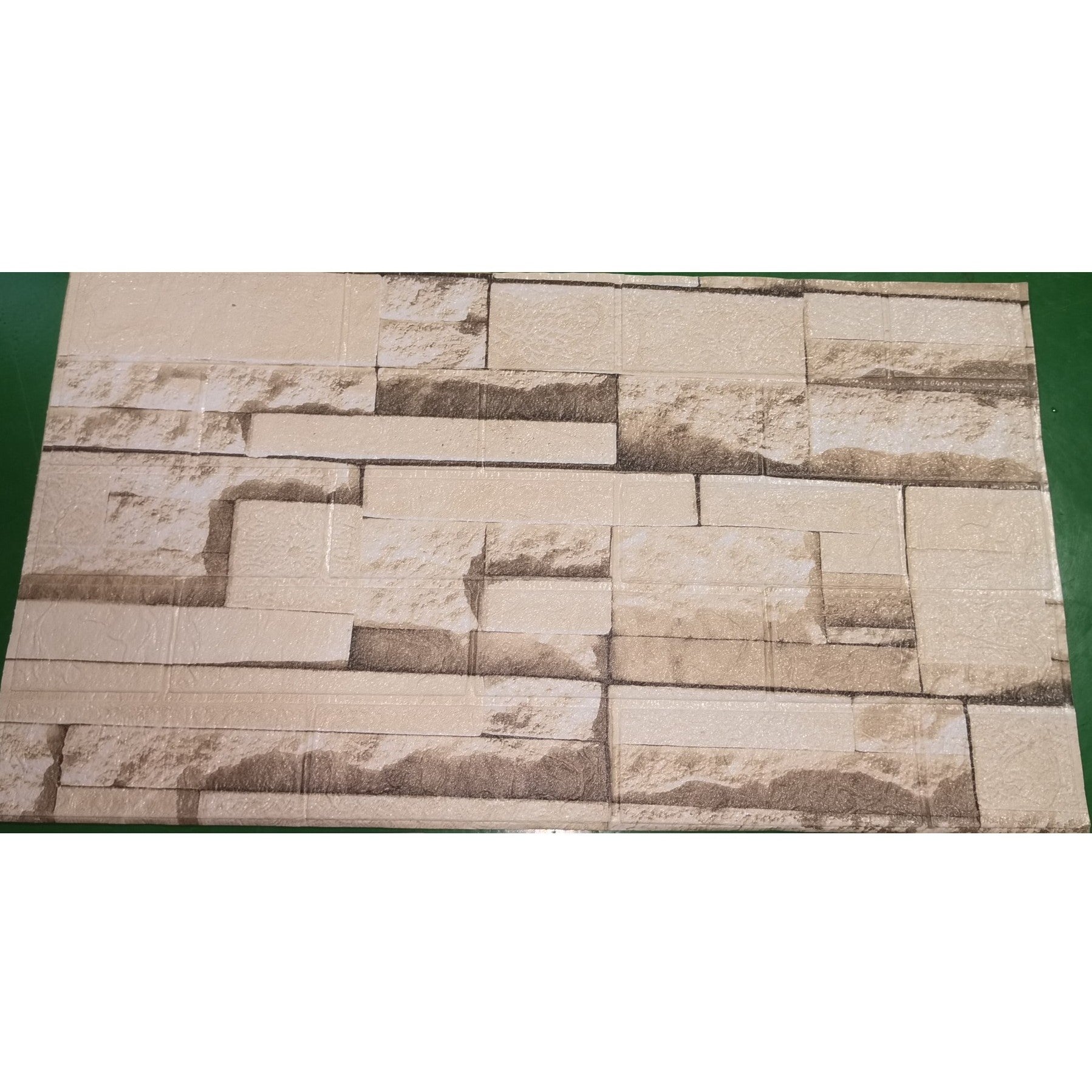 Set 10 Stickere de Perete, Flippy, Autoadezive, 70 x 77 cm, 2.5 mm Grosime, Suprafata Acoperita 5.3 mp, din PVC, Model Piatra, Bej