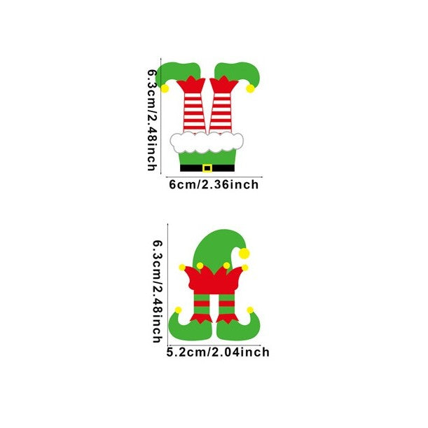 Set 12 Decoratiuni de Craciun din Lemn, Flippy, cu Snur pentru Agatare in Brad, Model Caciulite 6.3x5.2 cm si Pantaloni 6.3x6 cm, Multicolor