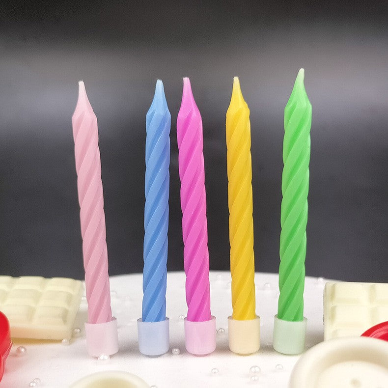 Set 12 Lumanari de Tort, Flippy, Model Spirala cu Suport, Party, 6.5 cm, din Parafina, Multicolor
