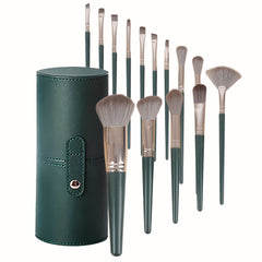 Set 14 Pensule de Machiaj cu Peri Moi, Flippy, cu Suport pentru Depozitare, Verzi