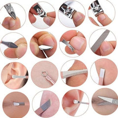 Set 16 Piese de Ingrijire Cosmetica, Flippy, pentru Manichiura, Pedichiura, Fata, Geanta Organizatoare din Piele Ecologica Inclusa, Roz