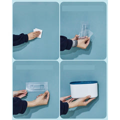 Set 3 Perii pentru Toaleta, Flippy, din Silicon, Perie Zimtata, Cap Flexibil, Suport Adeziv pentru Montarea pe Perete, 39 x 19 x 9.8 cm, Albastru/Alb