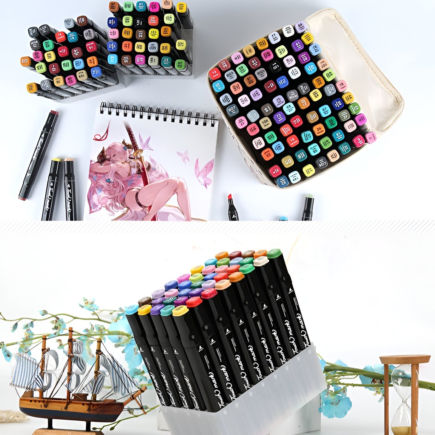 Set Cutie 36 Markere, Flippy, cu Alcool, Artist Markers, Cutie Plastic cu Maner, Flippy, Multicolor