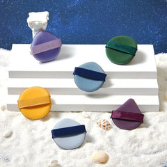 Set 7 Bureti de Machiaj  Flippy, Reutilizabili, Utilizare Umeda sau Uscata, Powder Puff, 5.5 x 5.5 x 0.9 cm, Multicolor
