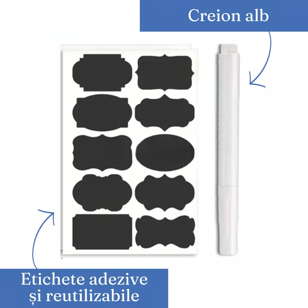 Set 7 Recipiente Organizare Alimente, Flippy, Inchidere Etansa, Etichete Reutilizabile, Cupe Masurare, 4 Dimensiuni Diferite, din Plastic Dur, Transparent