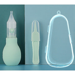 Set Aspirator Nazal pentru Copii, Flippy, Manual, Anti-Reflux, cu Pompita, Usor de Curatat, Varf din Silicon, 11.2x4cm, Verde
