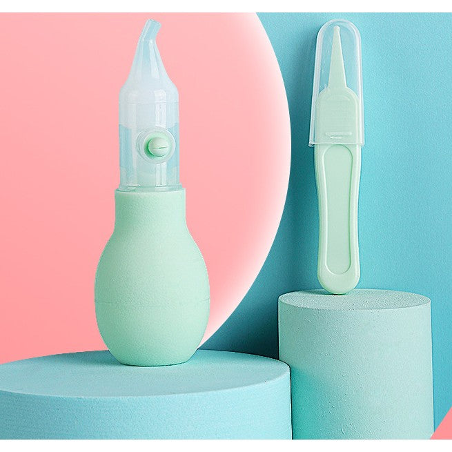 Set Aspirator Nazal pentru Copii, Flippy, Manual, Anti-Reflux, cu Pompita, Usor de Curatat, Varf din Silicon, 11.2x4cm, Verde