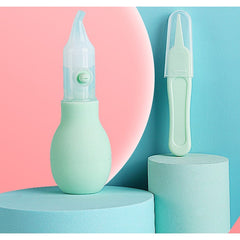 Set Aspirator Nazal pentru Copii, Flippy, Manual, Anti-Reflux, cu Pompita, Usor de Curatat, Varf din Silicon, 11.2x4cm, Verde