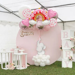 Baloane decorative tematica BABY SHOWER, Flippy, ITS A GIRL, pentru gender reveal, botez, set din 5 bucati, 66 x 91 cm, Roz