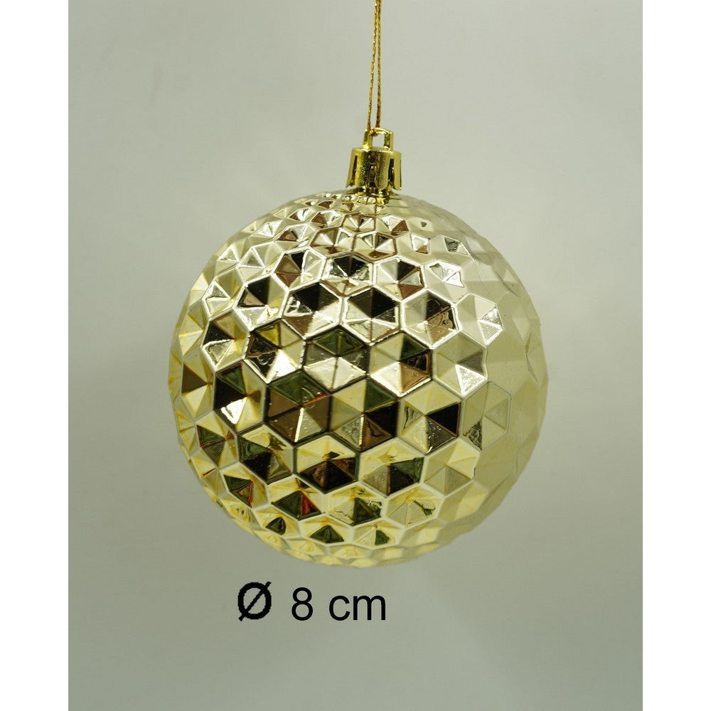 Set de 24 ornamente de brad, Flippy, de tip Glob, Rosu/ Auriu, cu ø de 8 cm, din plastic, cu finisaj sclipitor , cutie  19  cm lungime x 42  cm inaltime x 19  cm adancime