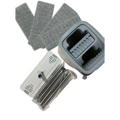 Set de Curatenie, Flippy, Mop si Galeata, Capacitate 5.7 l, 4 Rezerve Microfibra Incluse, Plastic, Utilizare Umeda/Uscata, Stoarcere Fara Maini, Albastru/Alb