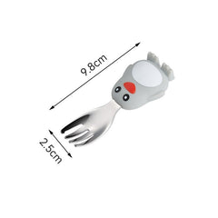 Set diversificare bebelusi Flippy, din silicon, 23.5 x 12.5 cm, 1 farfurie compartimentata in forma de pinguin, lingurita si furculita, pai, perie pai, fara alergeni, ventuza fixare,  forma creativa,  gri