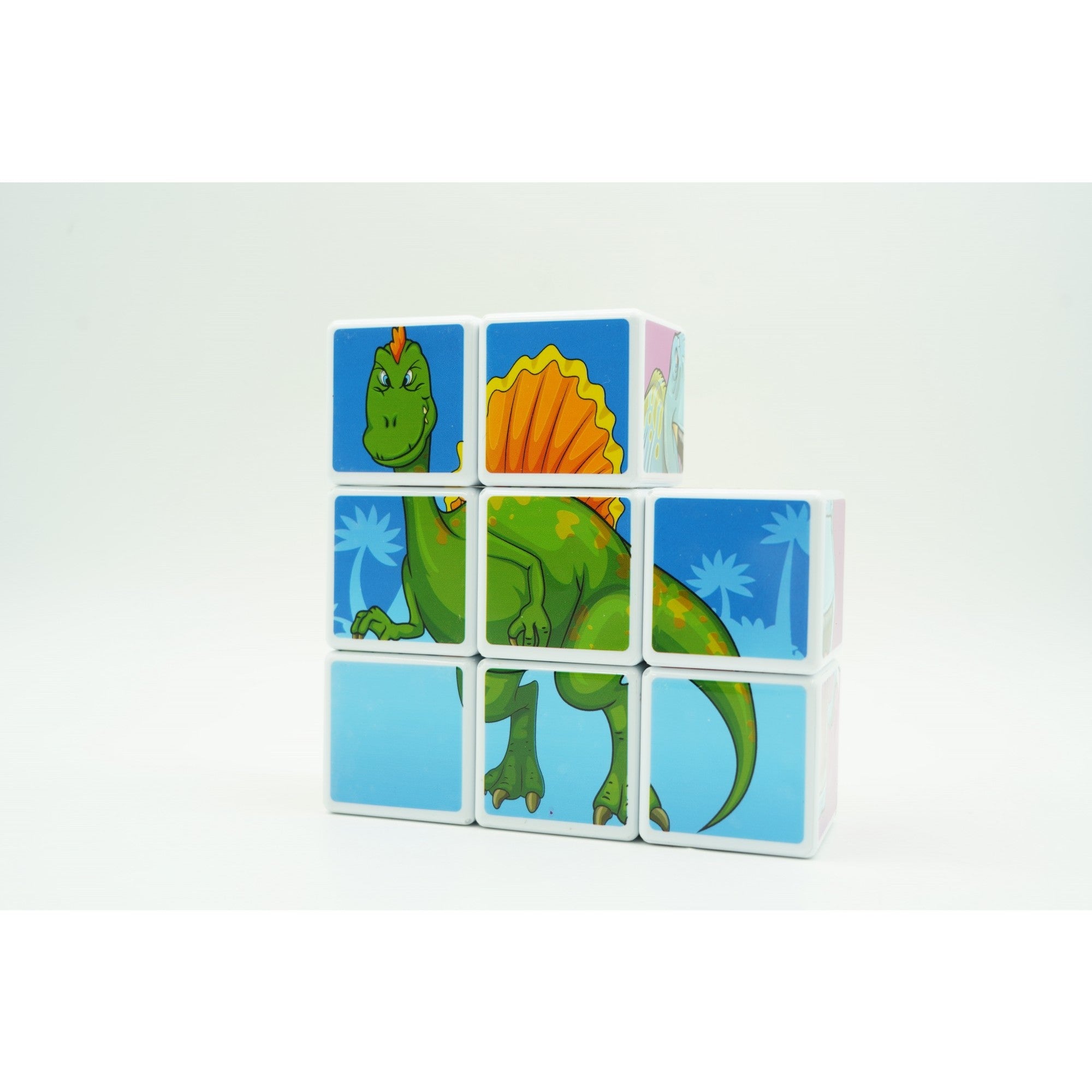 Set inteligent de cuburi magnetice pentru copii, 8 piese, cutie depozitare, puzzle dinozauri, +3 ani, multicolor