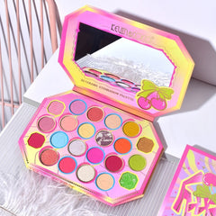 Paleta de Machiaj, KEVIN & COCO, Pink Cherry, Fard de Pleoape, 22 culori, 19 x 13.7 x 1.3 cm