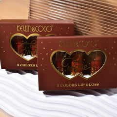 Set Rujuri de Buze Lucioase, KEVIN &amp; COCO, Be Mine 3 Culori, Lip-Gloss, 11 x 7.3 x 2.7cm, Roz-Rosu, Varianta B