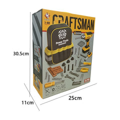 Set Scule de Jucarie pentru Copii, Flippy, Ghiozdan cu Bormasina si Accesorii Incluse, 28 Piese, Material Plastic Durabil, Interactiv, +3 Ani, 30.5x25x11 cm, Negru/Portocaliu