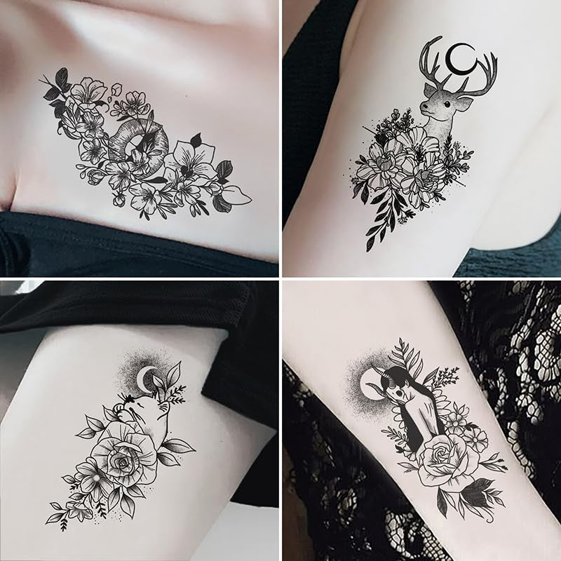 Set 30 Tatuaje Temporare, Flippy, pe Baza de Apa, Model 1, Negru