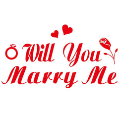 Sticker Autocolant, Flippy, Tematica Nunta, Model Scris Will You Marry Me, 21x29 cm, Rosu