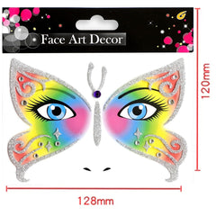 Sticker Temporar pentru Fata, Flippy, pentru Machiaj, Face Art, Halloween, Teatru, Model Fluture, Multicolor